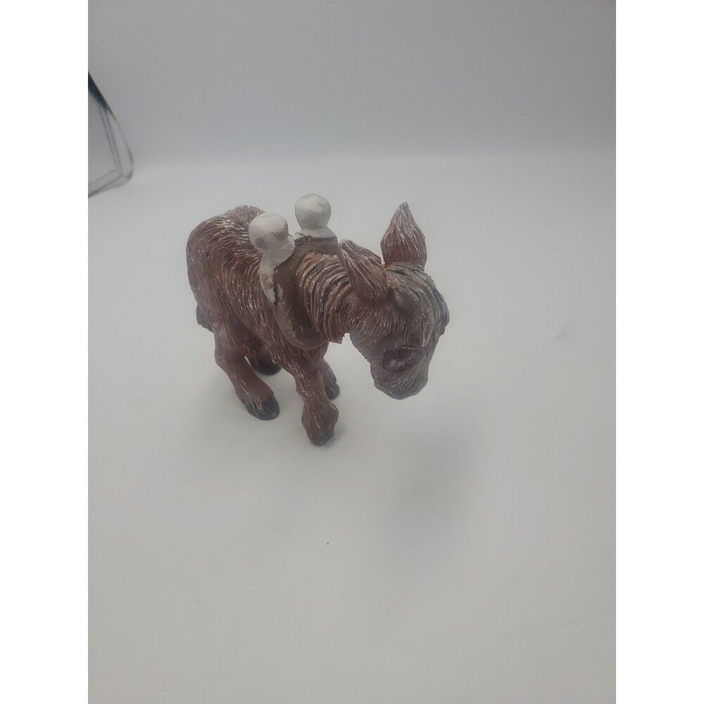 Folk Art Hand Painted & Carved Wooden Donkey Burro Mule 2012